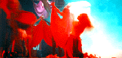 Blau-rote Lichtgestalten, Bild von der Musical Aufführung