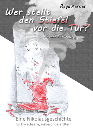 Gezeichnetes Cover der Ebook-Ausgabe dieser Geschichte, rauchender Nikolausstiefel mit Buchstaben.