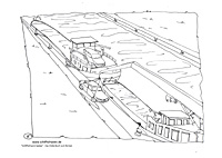 Malvorlage Binnenschiffe mit Autokränen